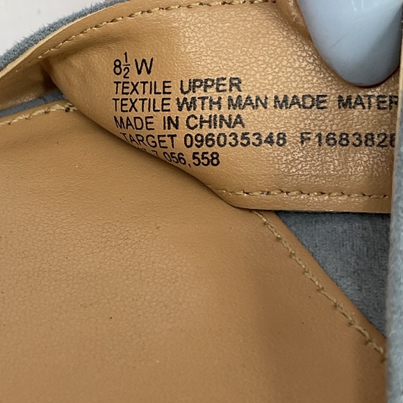 1510-Merona Women Blue Suede Open Toe Ankle Strap Stacked Chunky Heels - Picture 8 of 11